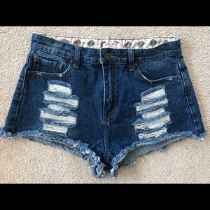 Forever 21 high waisted cutoff denim shorts. Size 28